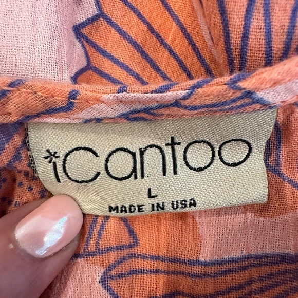 iCantoo Sea Shell Pattern Dress Peach Blue Summer Sleevless Beach Cover Vintage - Picture 4 of 7